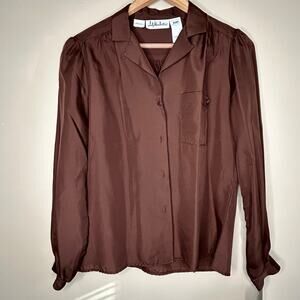 Vintage Lady Manhattan Sheer Brown Blouse NOS Deadstock Sz 10 M